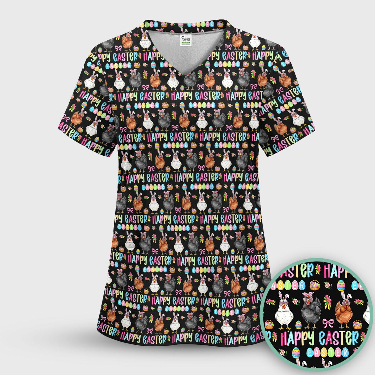 Bunny Eggs Nurse Scrub Tops - Easter Gift