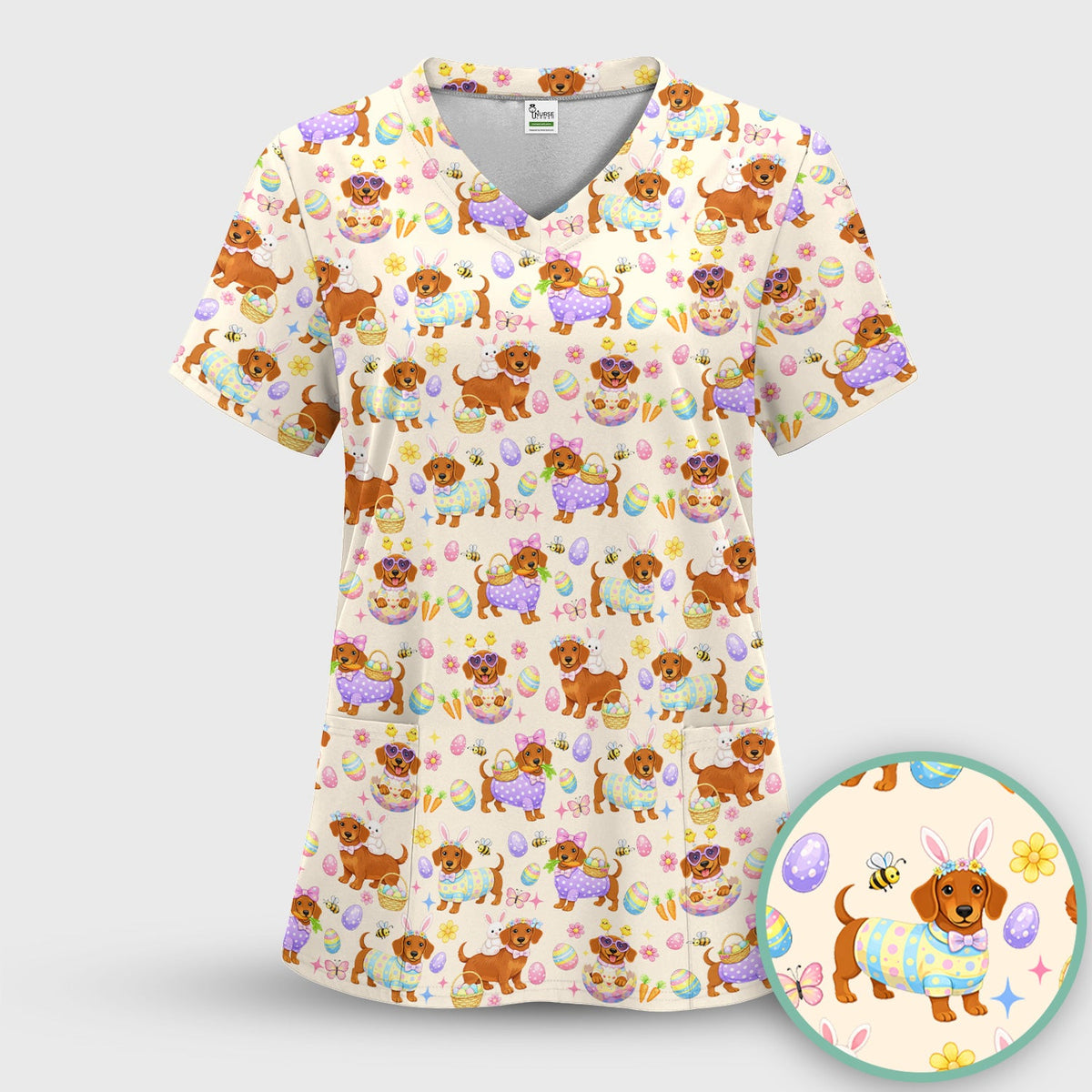 Easter Dachshund Nurse Scrub Set