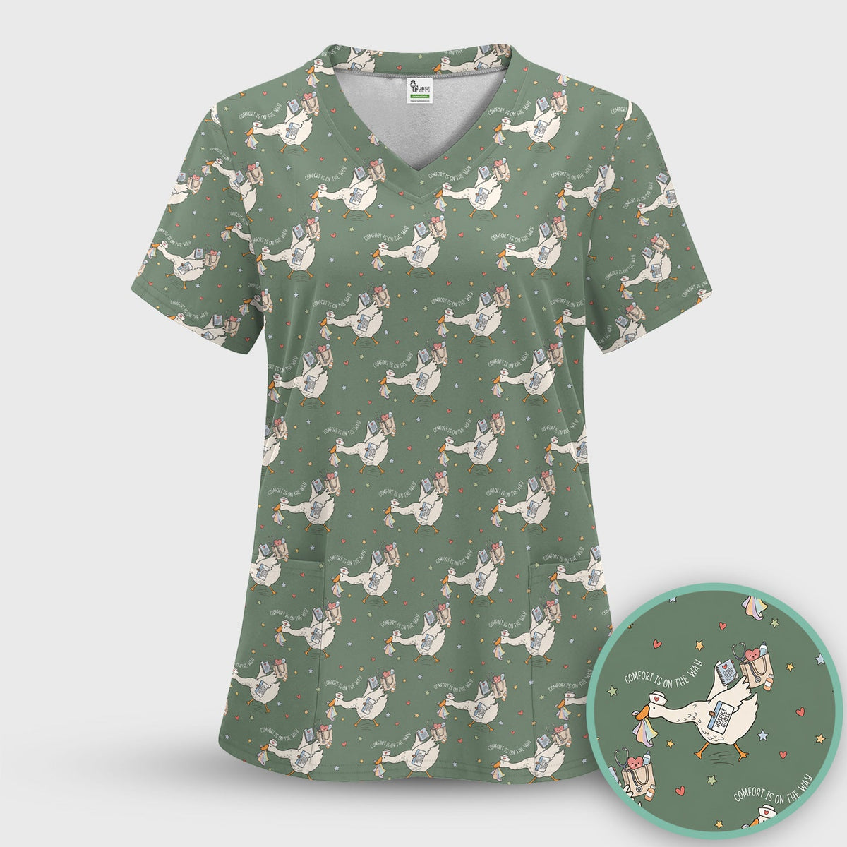 Comfort Is On The Way Goose Nurse Scrub Top