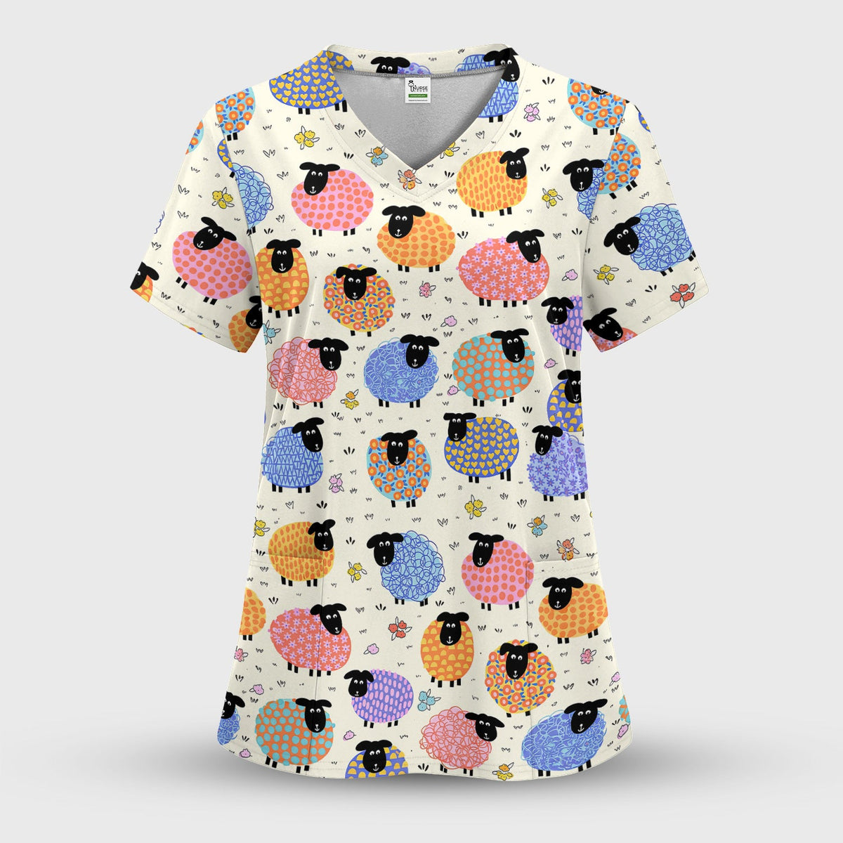 Colorful Sheep Nurse Scrub Set