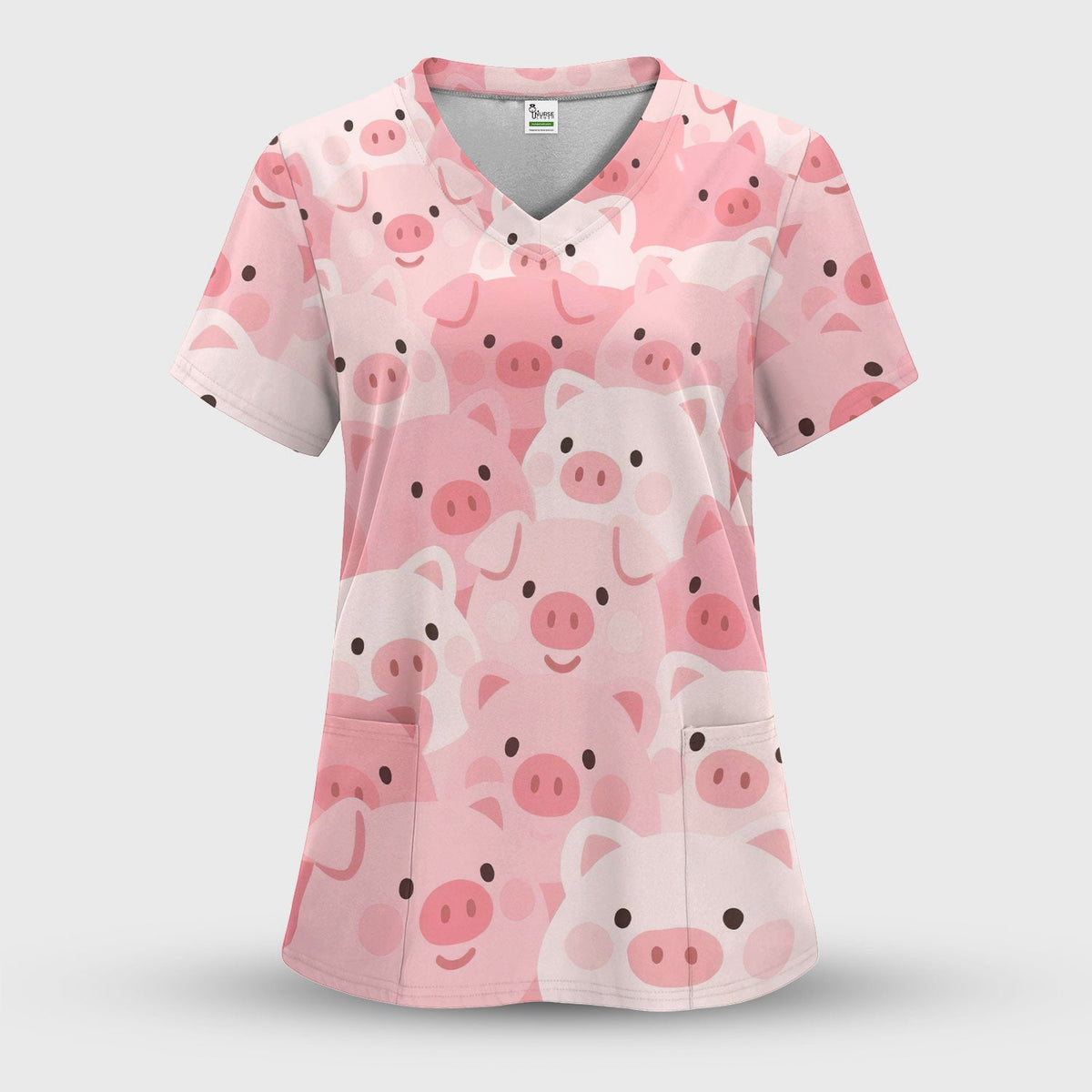 Cute Pig Nursing Scrub Set, Comfortable Scrubs For Nurses