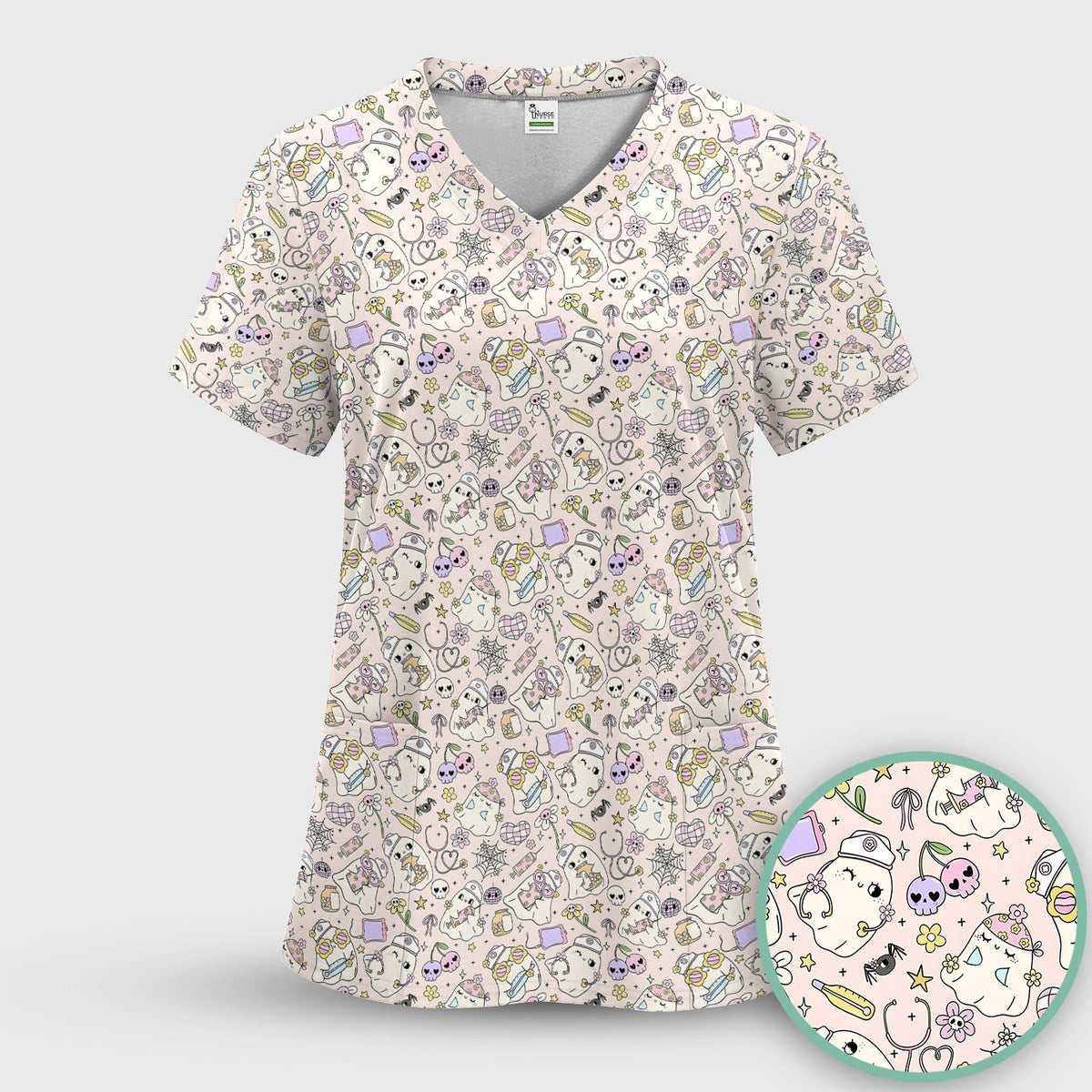 Halloween Ghosts Nurse Scrub Set