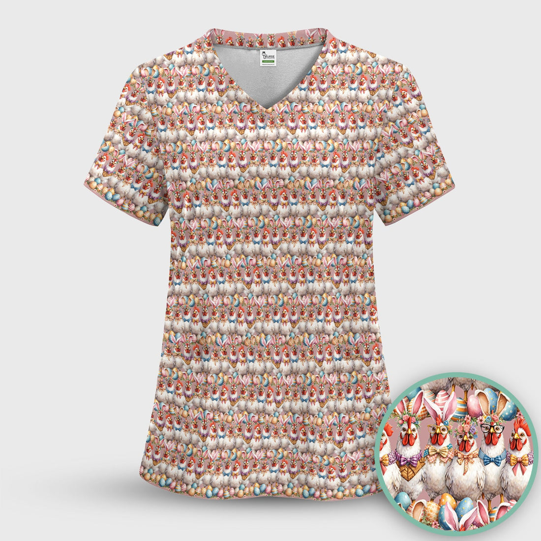 Bunny Chicken Nurse Scrub Top - Easter Gift