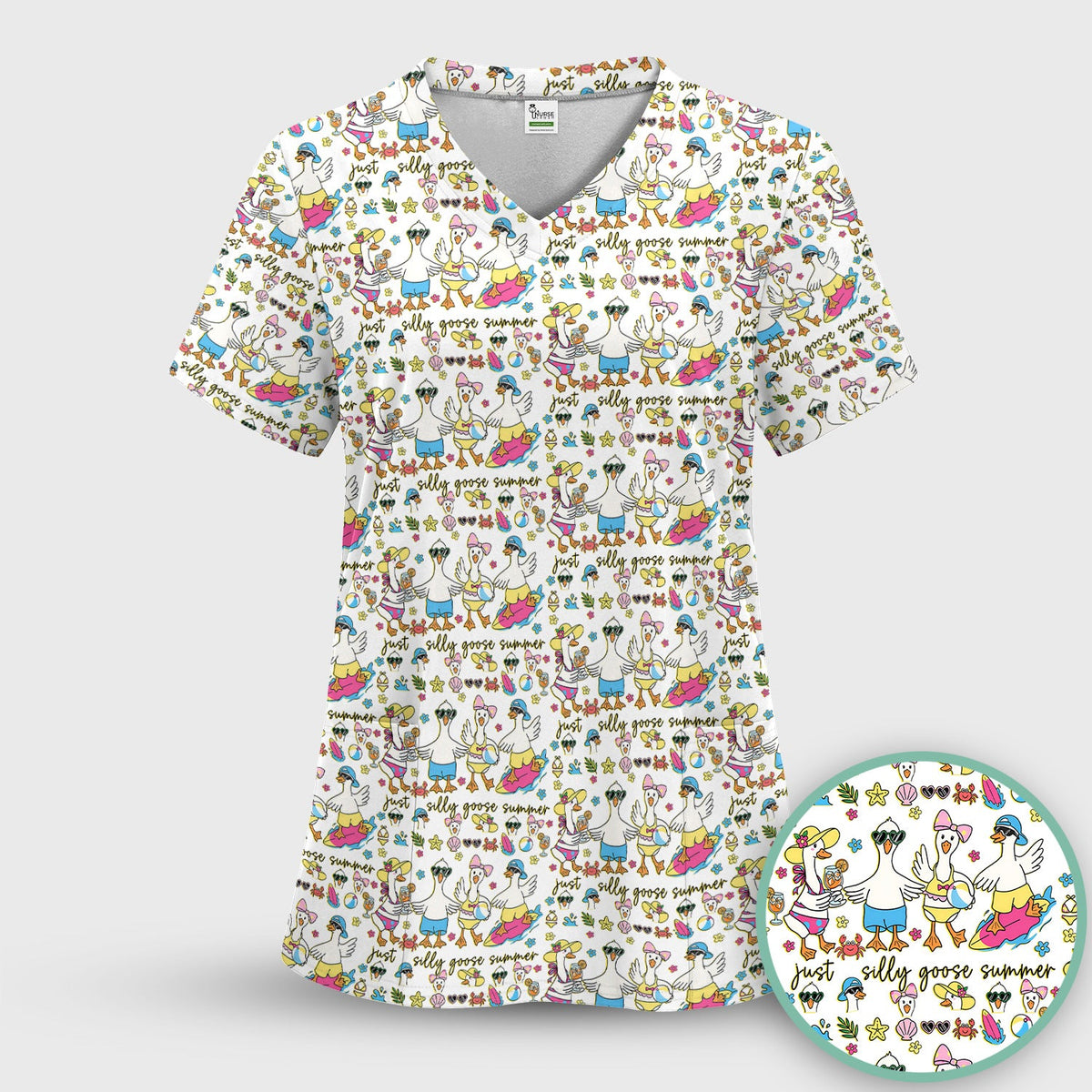 Silly Goose Summer Nurse Scrub Top