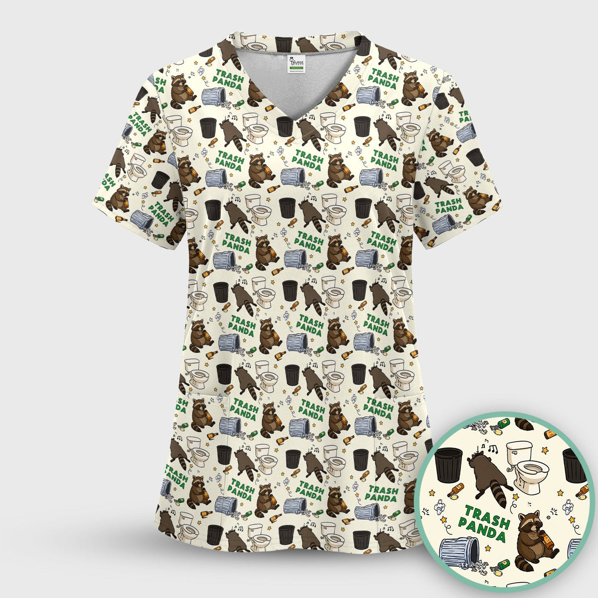 Trash Panda Raccoon Nurse Scrub Top