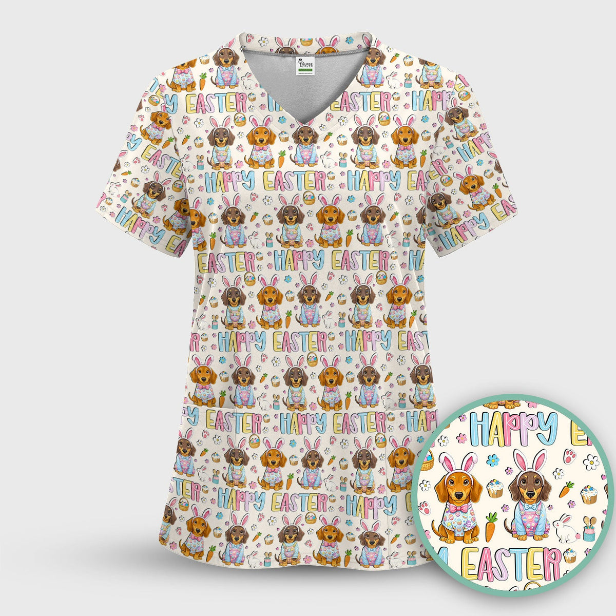 Dachshund Puppy Nurse Scrub Set - Easter Gift