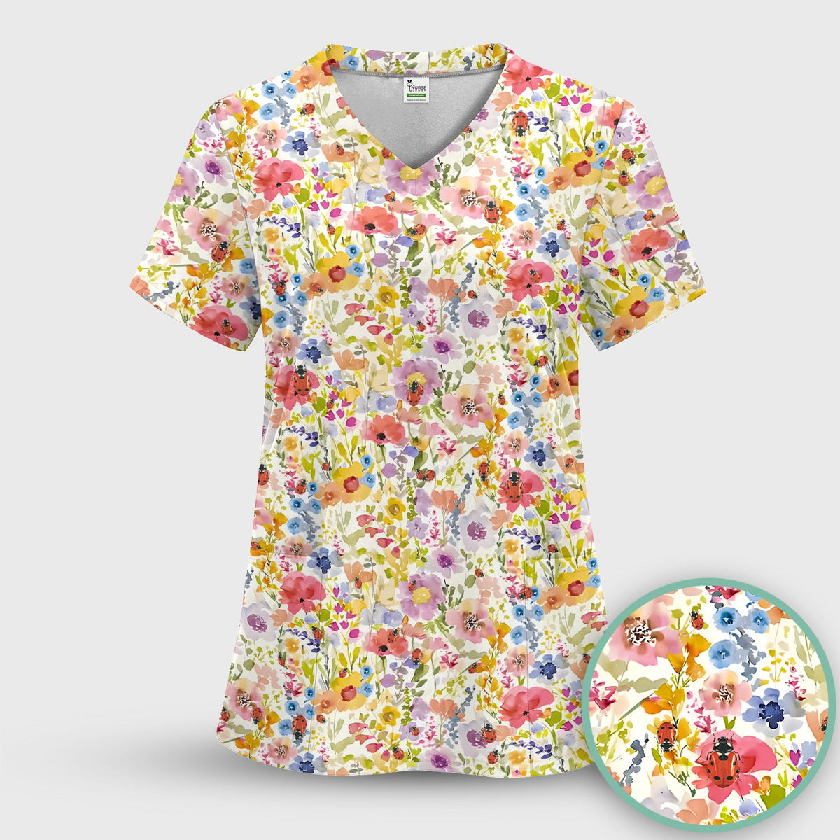 Wildflower Ladybug Garden Nurse Scrub Set