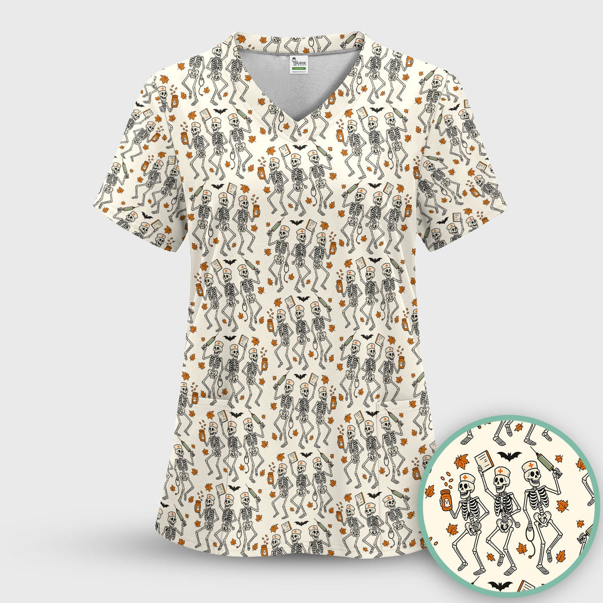 Skeleton Nurse Scrub Set - Halloween Gift