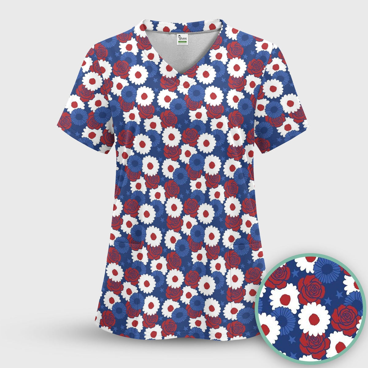 Daisy Rose Floral Nurse Scrub Set