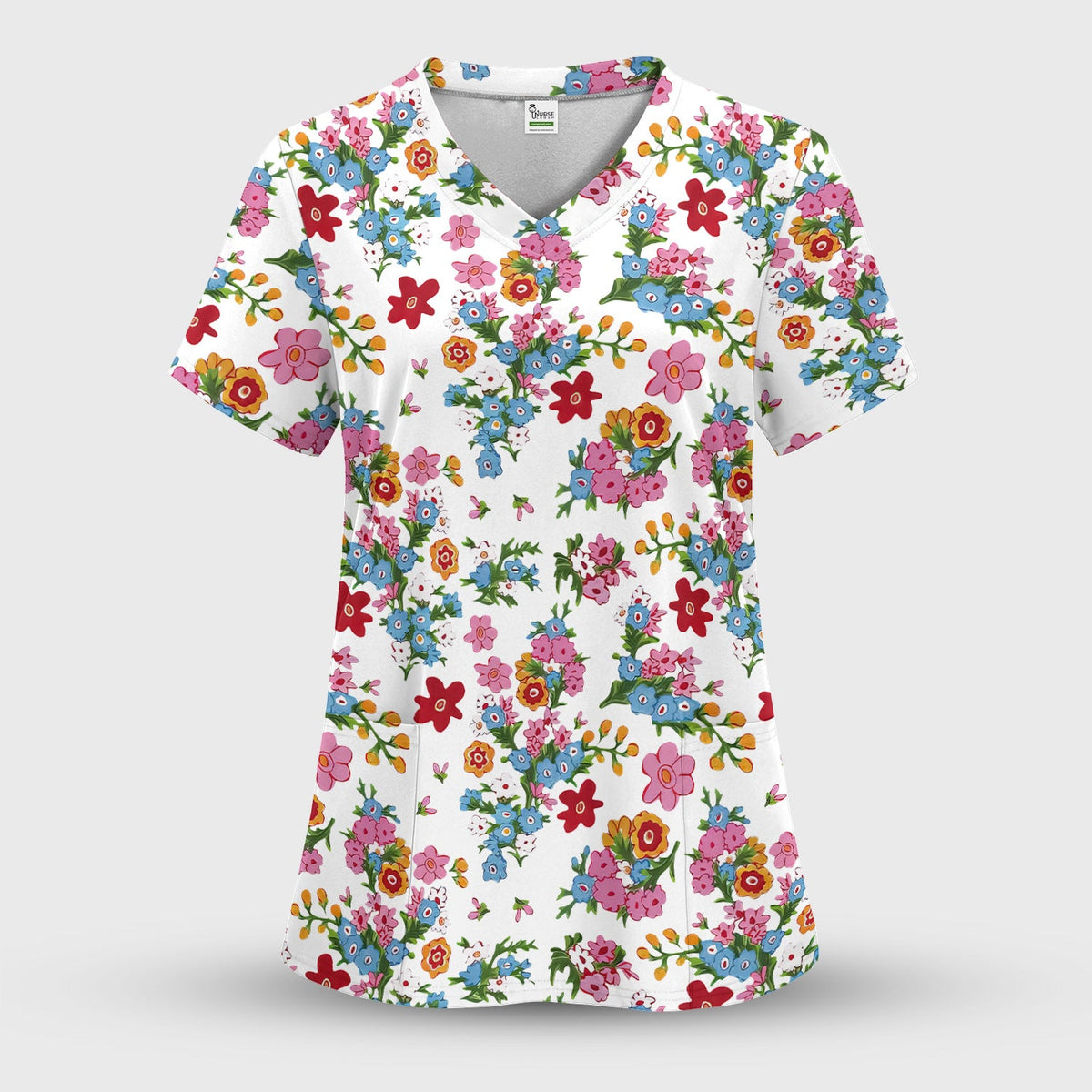 Vintage Floral Bouquet Nurse Scrub Set