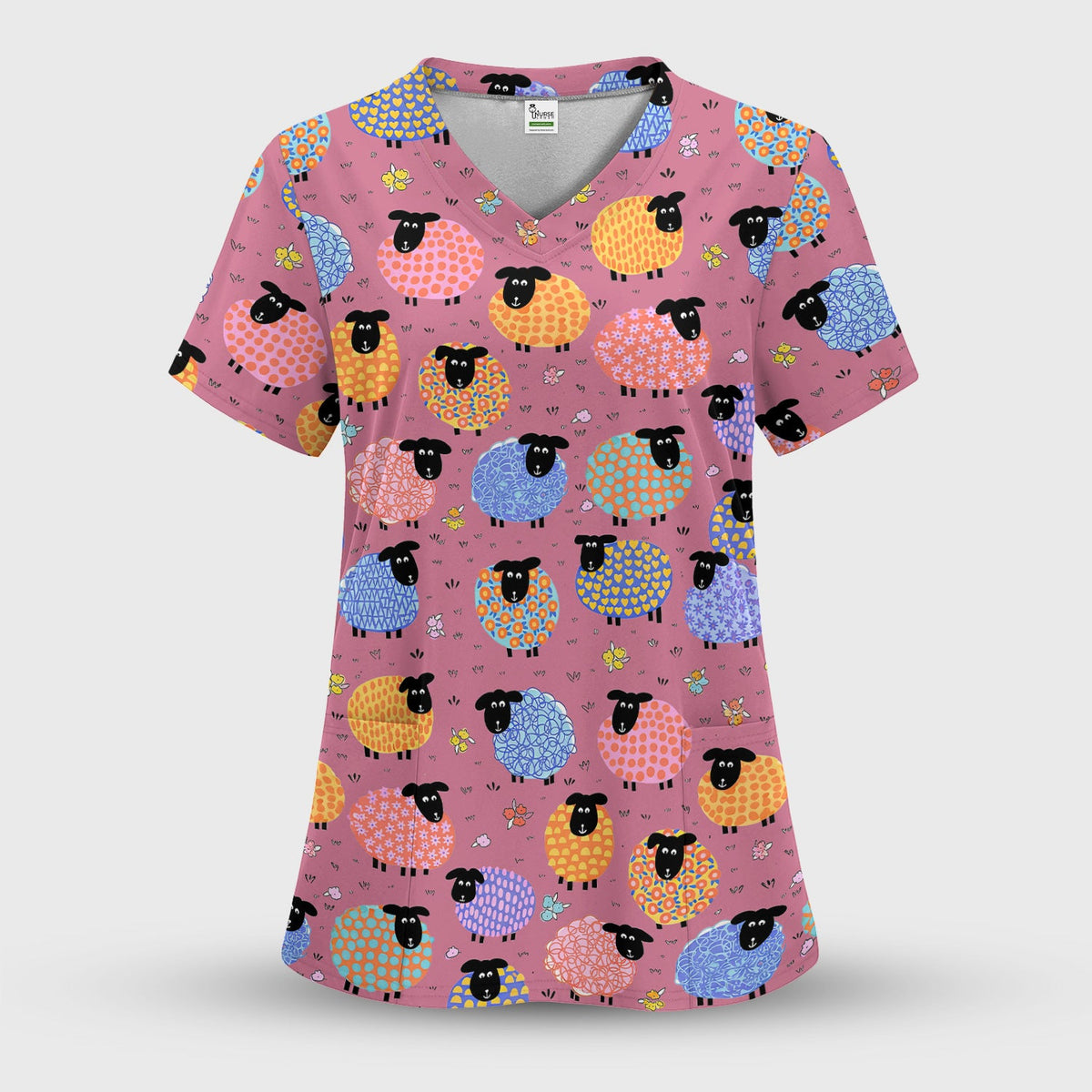 Colorful Sheep Nurse Scrub Set