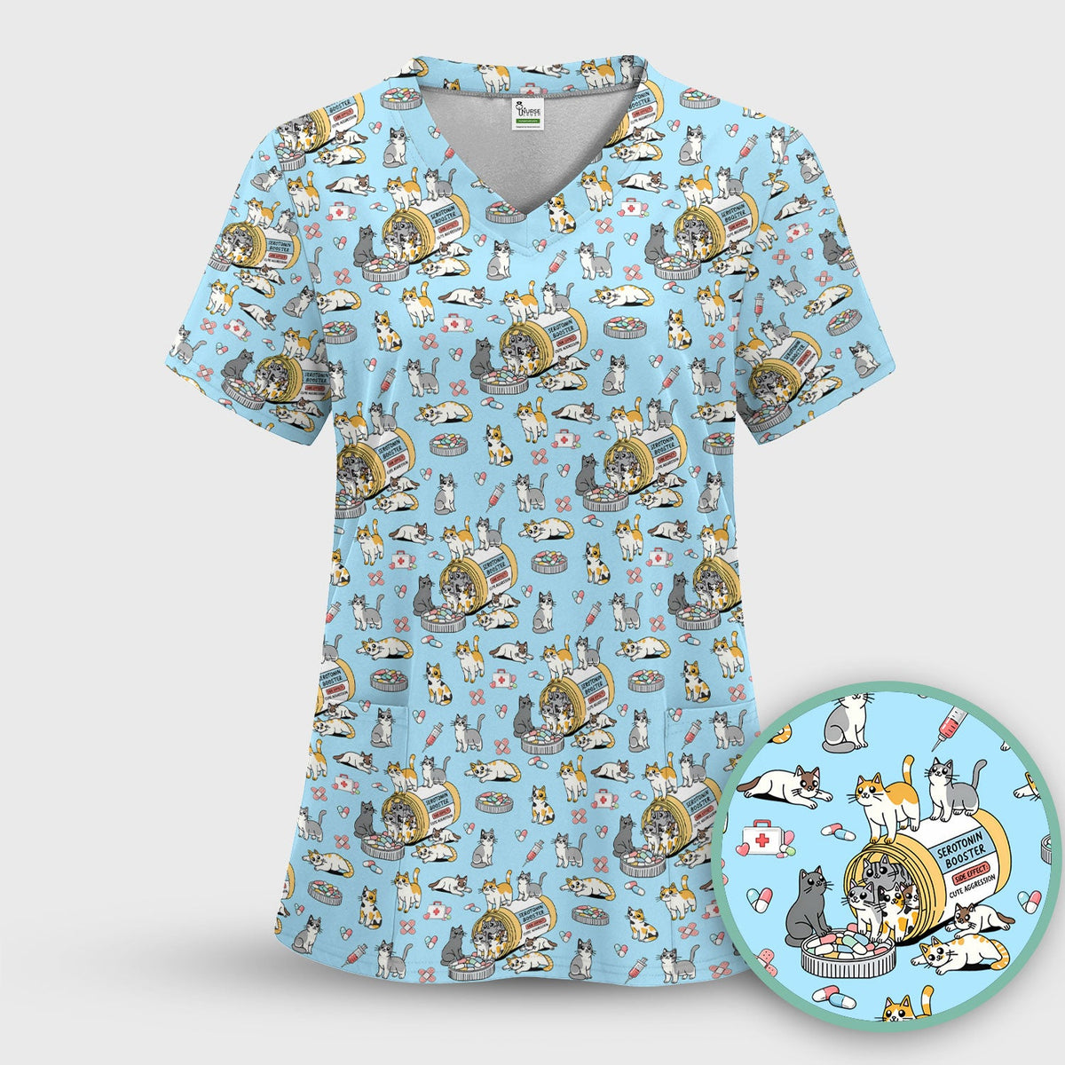 Cat Serotonin Booster Nurse Scrub Set
