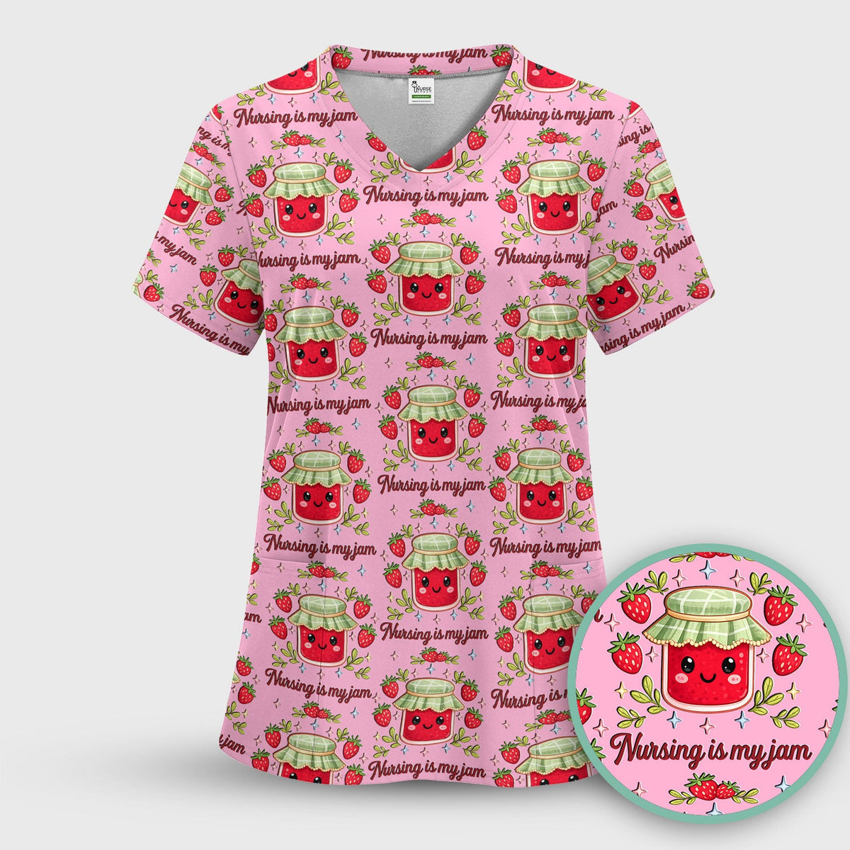 Strawberry Jam Nurse Scrub Top