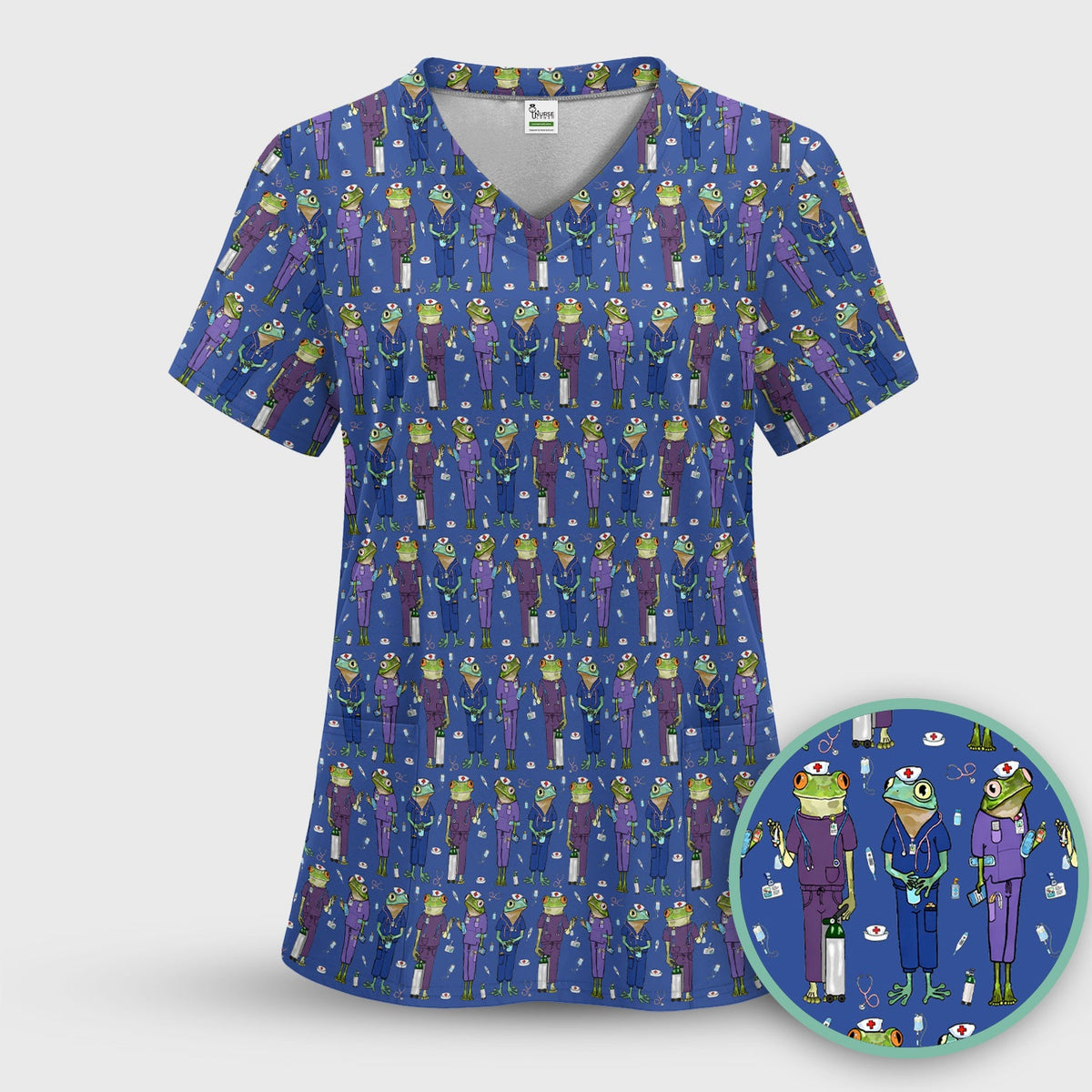 Frog Medical Nurse Scrub Top
