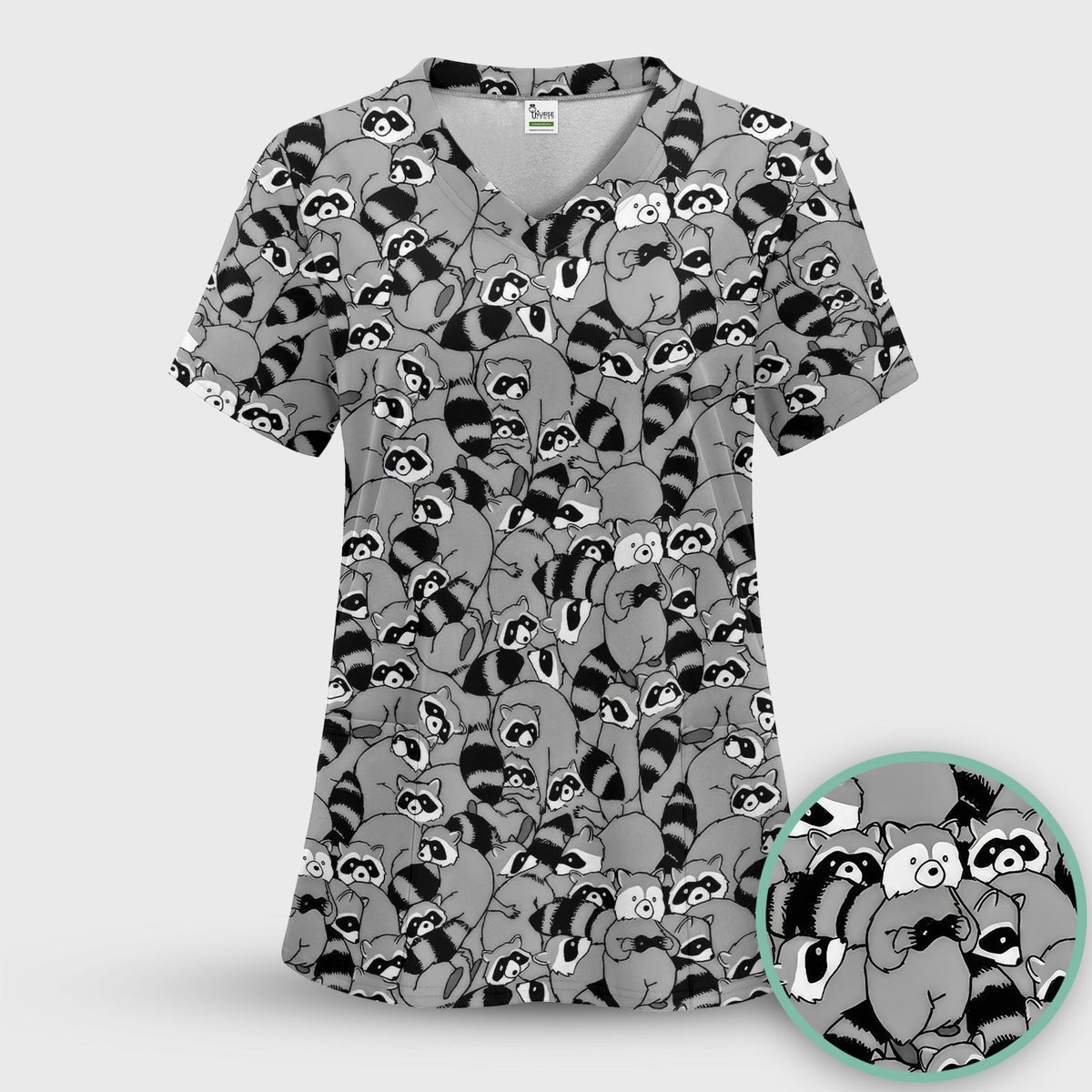 Raccoon Crowd Nurse Scrub Set