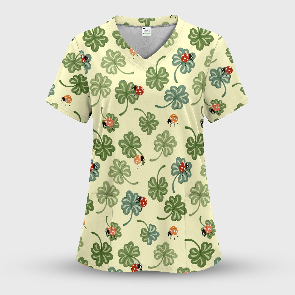 Clover And Ladybug Lucky Garden Nurse Scrub Top