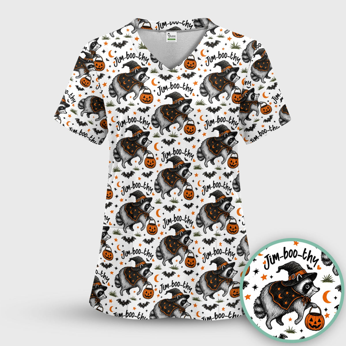 Jim Boo Thy Raccoon Nurse Scrub Set