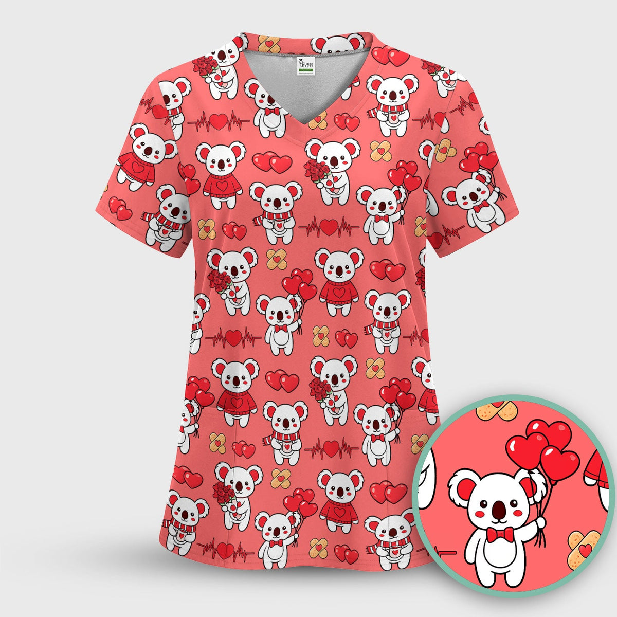 Sweet Koala Scrub Top - Valentines Day Gift For Nurse