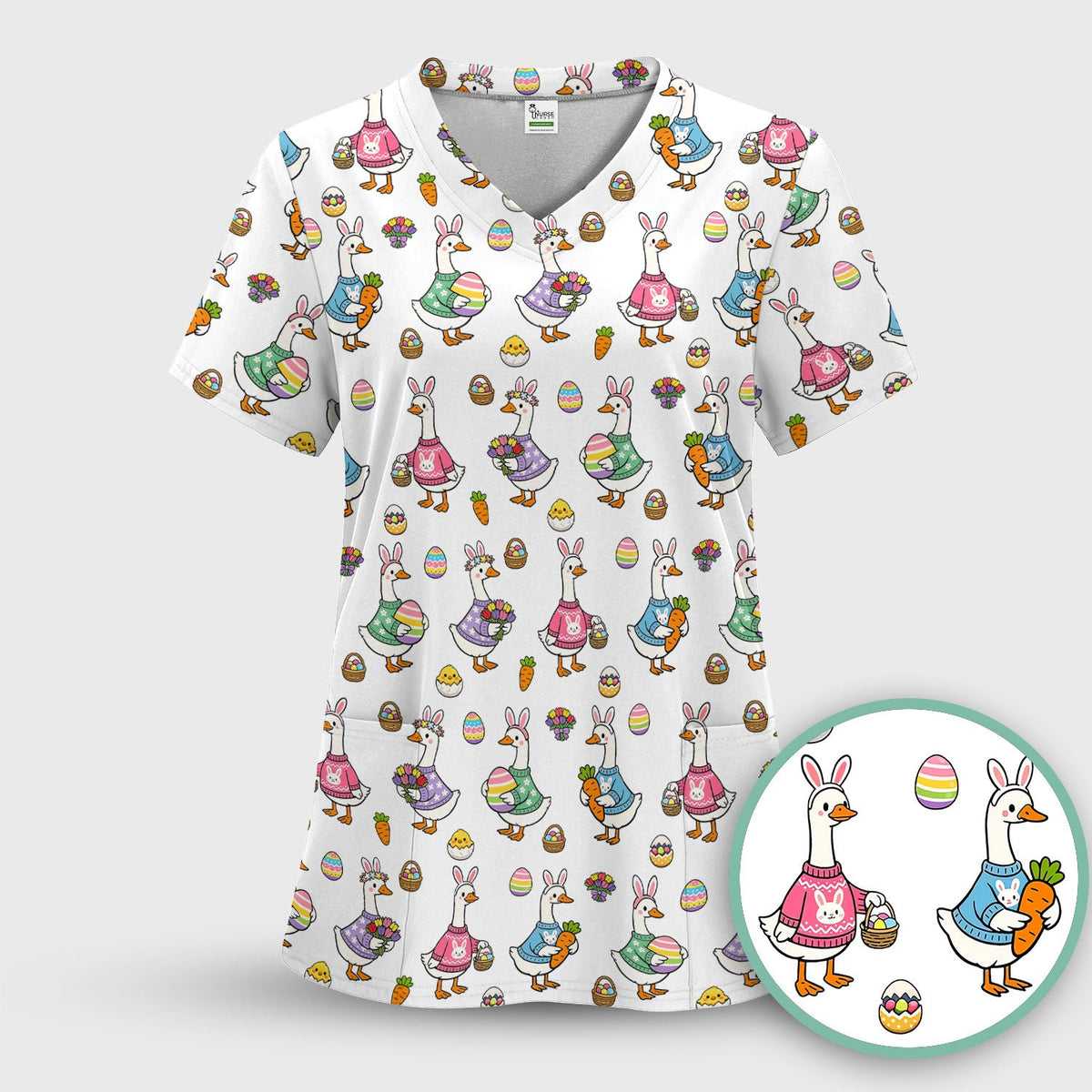 Easter Goose Nurse Scrub Top