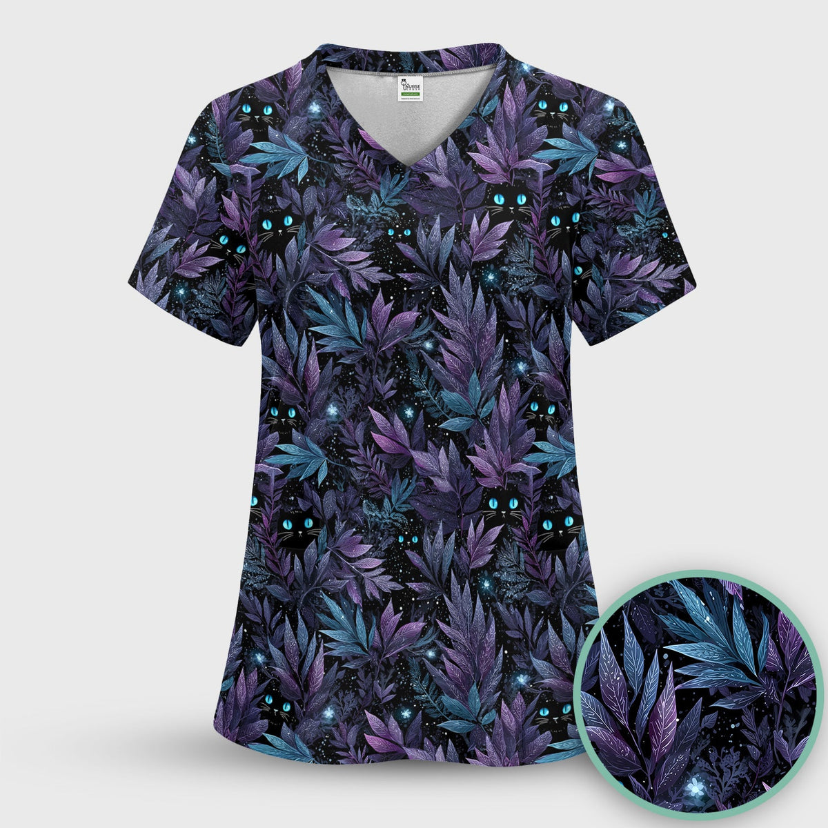 Mystic Black Cat Veterinary Nurse Scrub Set