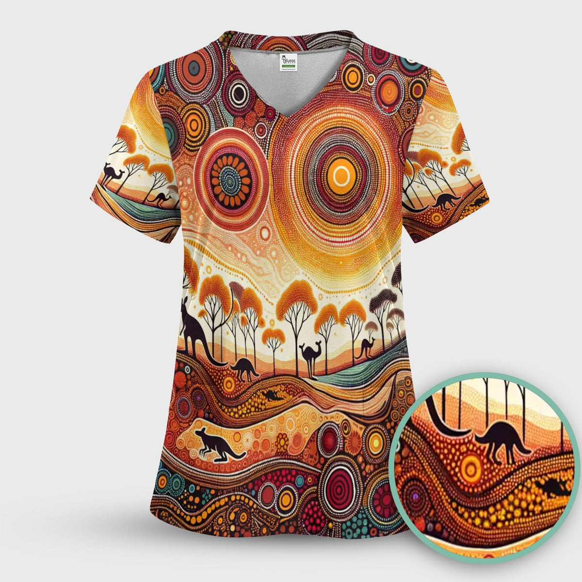 Aboriginal Kangaroo Art Nurse Scrub Set
