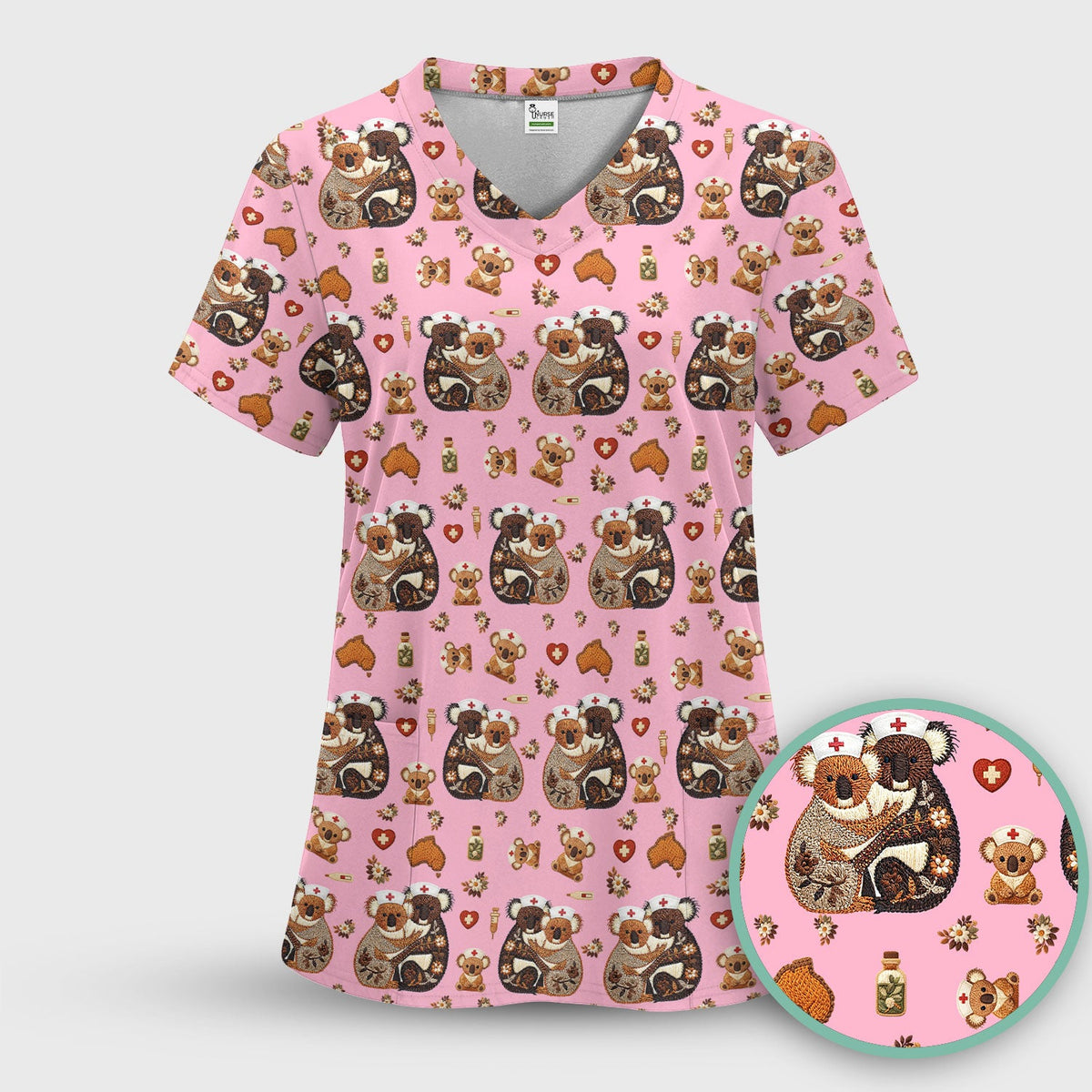 Koala Nurse Scrub Top - Valentines Day Gift