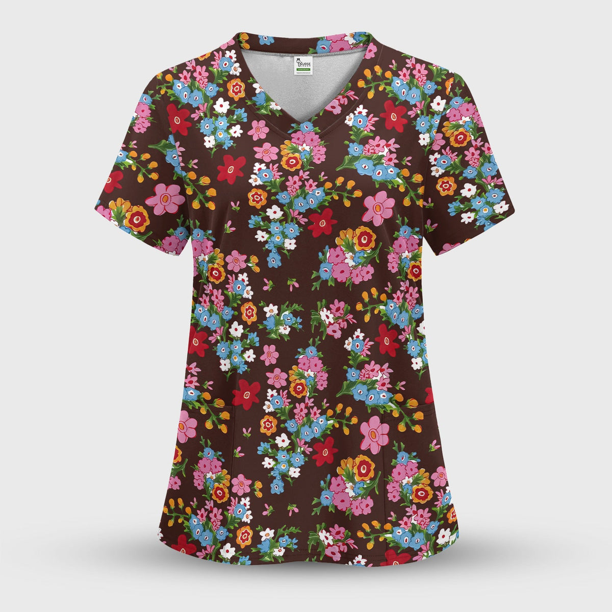 Vintage Floral Bouquet Nurse Scrub Set