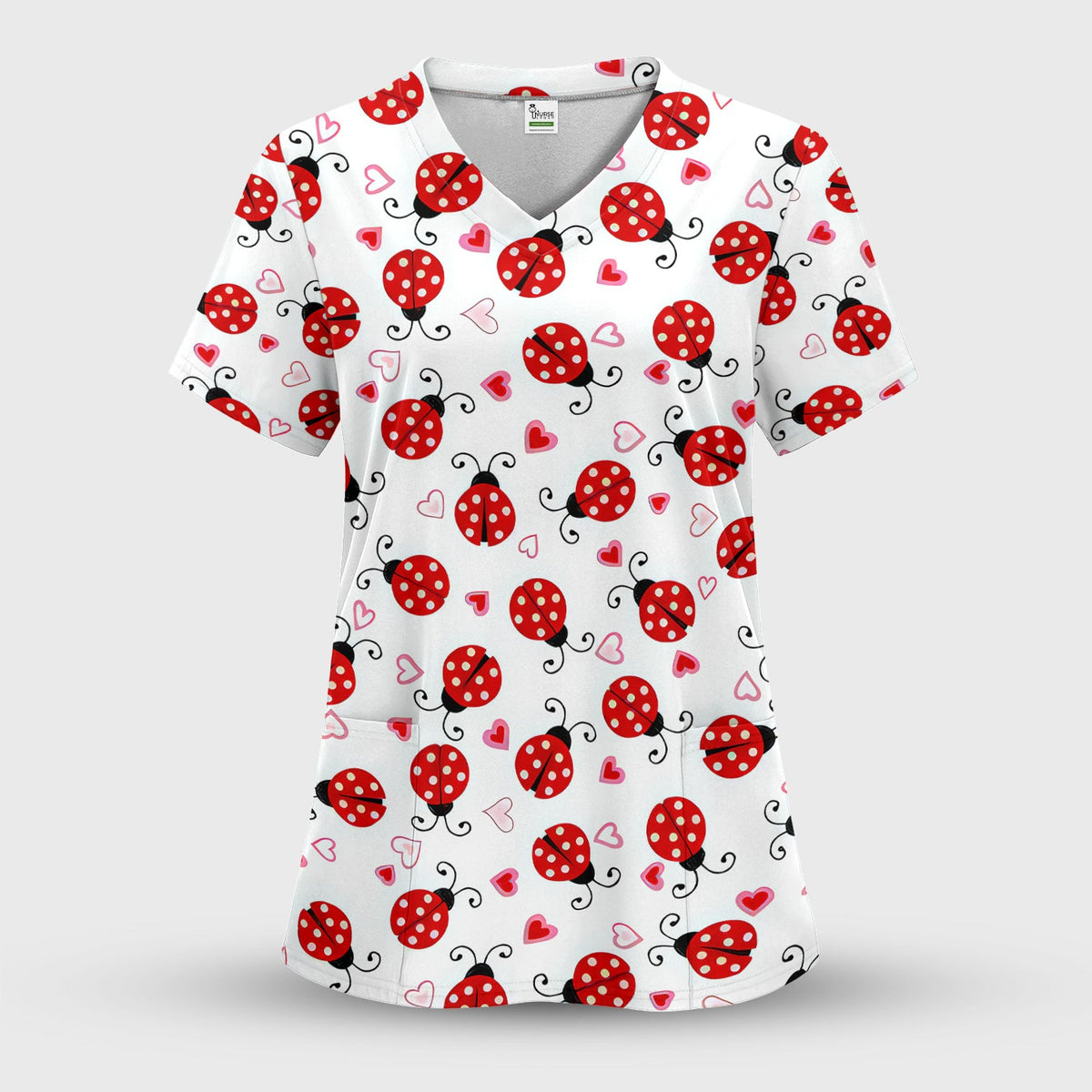 Ladybug Heart Love Nurse Scrub Set