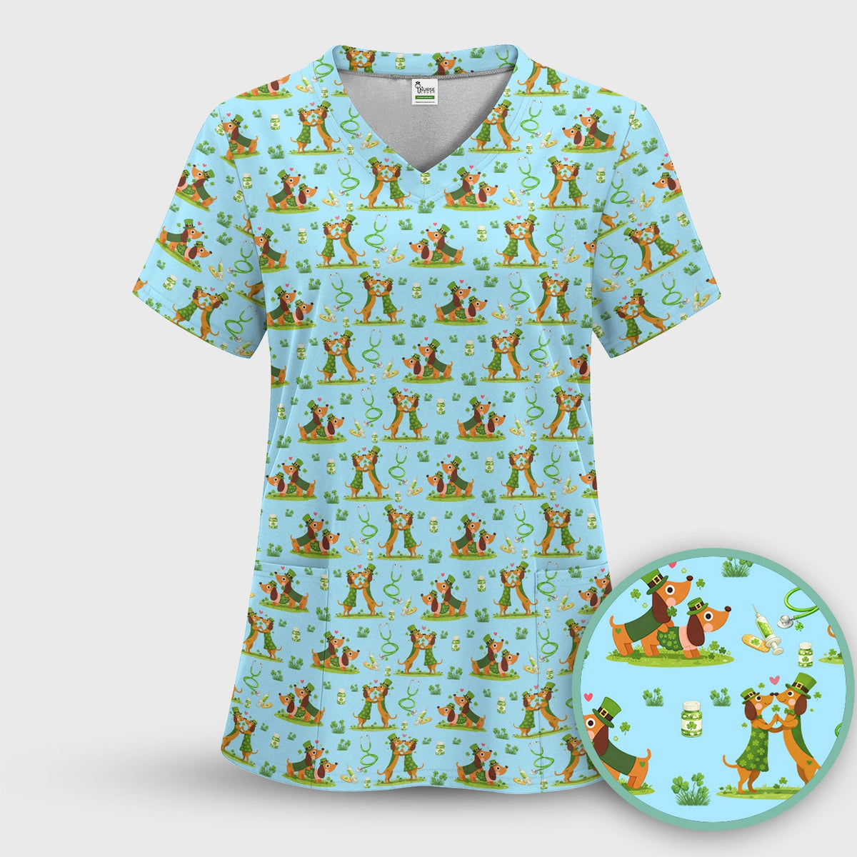 Valentine Dachshund Nurse Heart Scrub Set