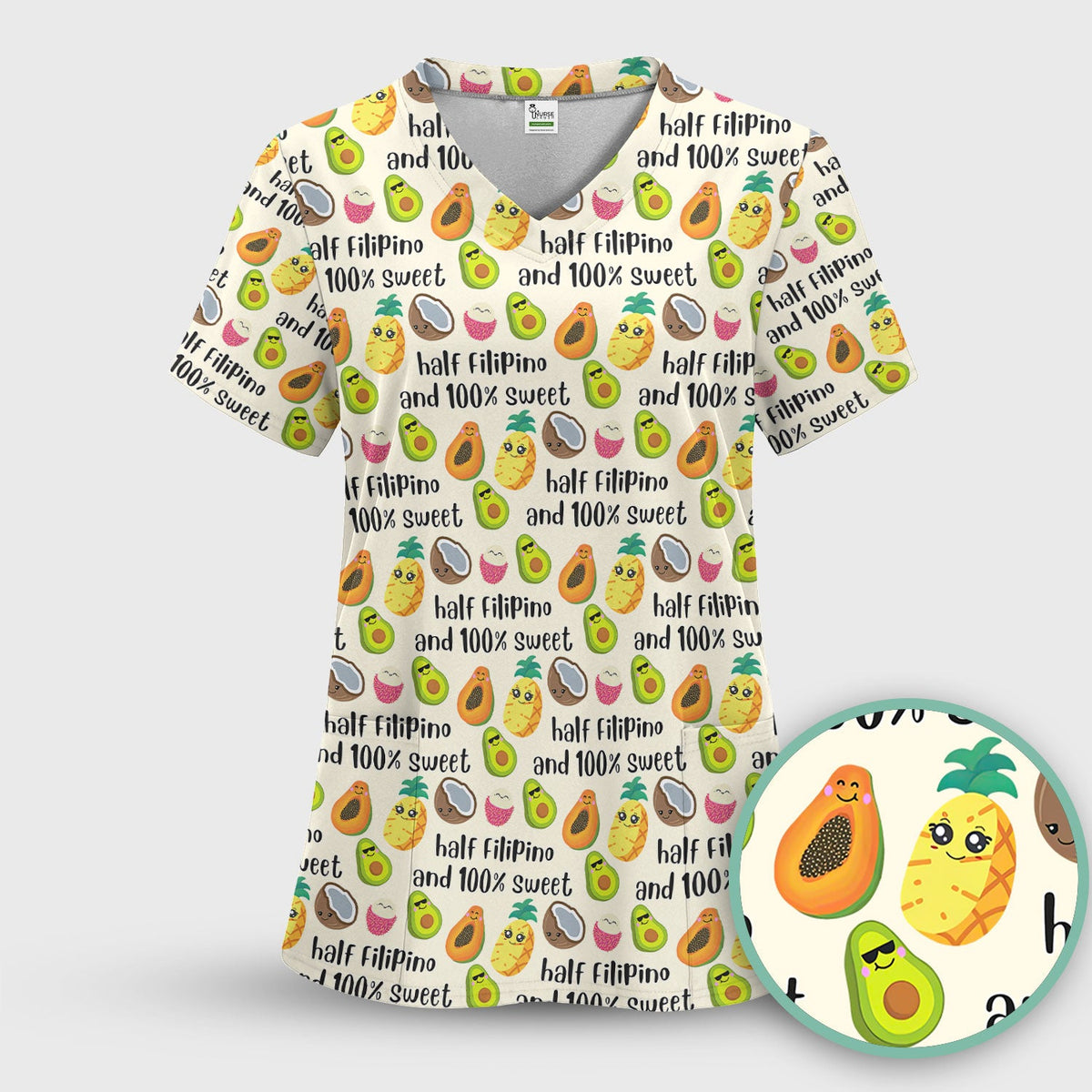 Avocado Fruit Filipino Quote Nurse Scrub Set
