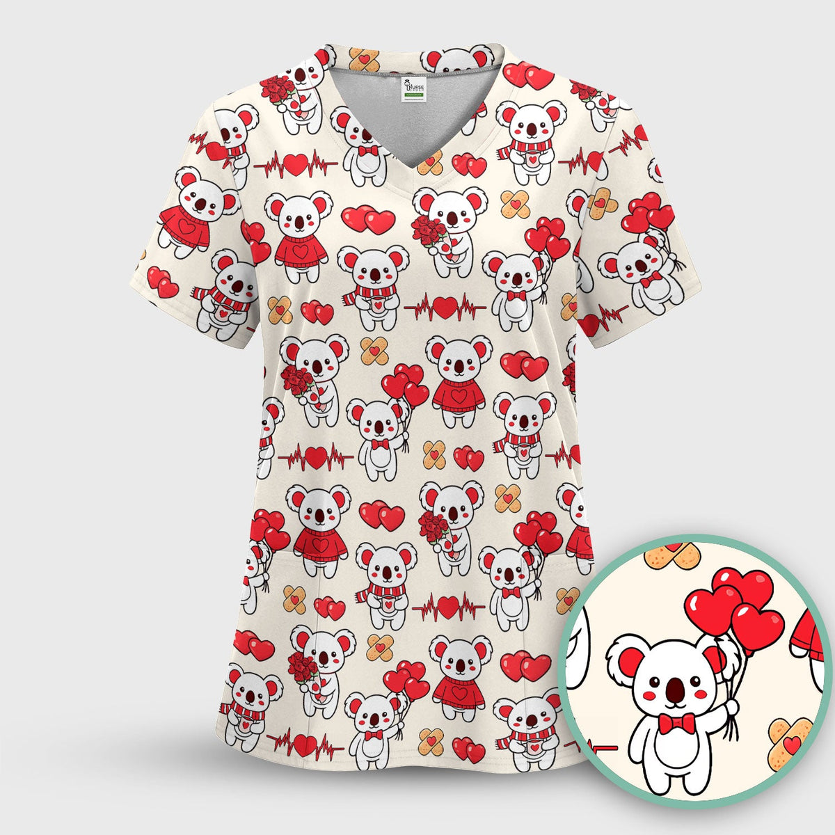 Sweet Koala Scrub Top - Valentines Day Gift For Nurse