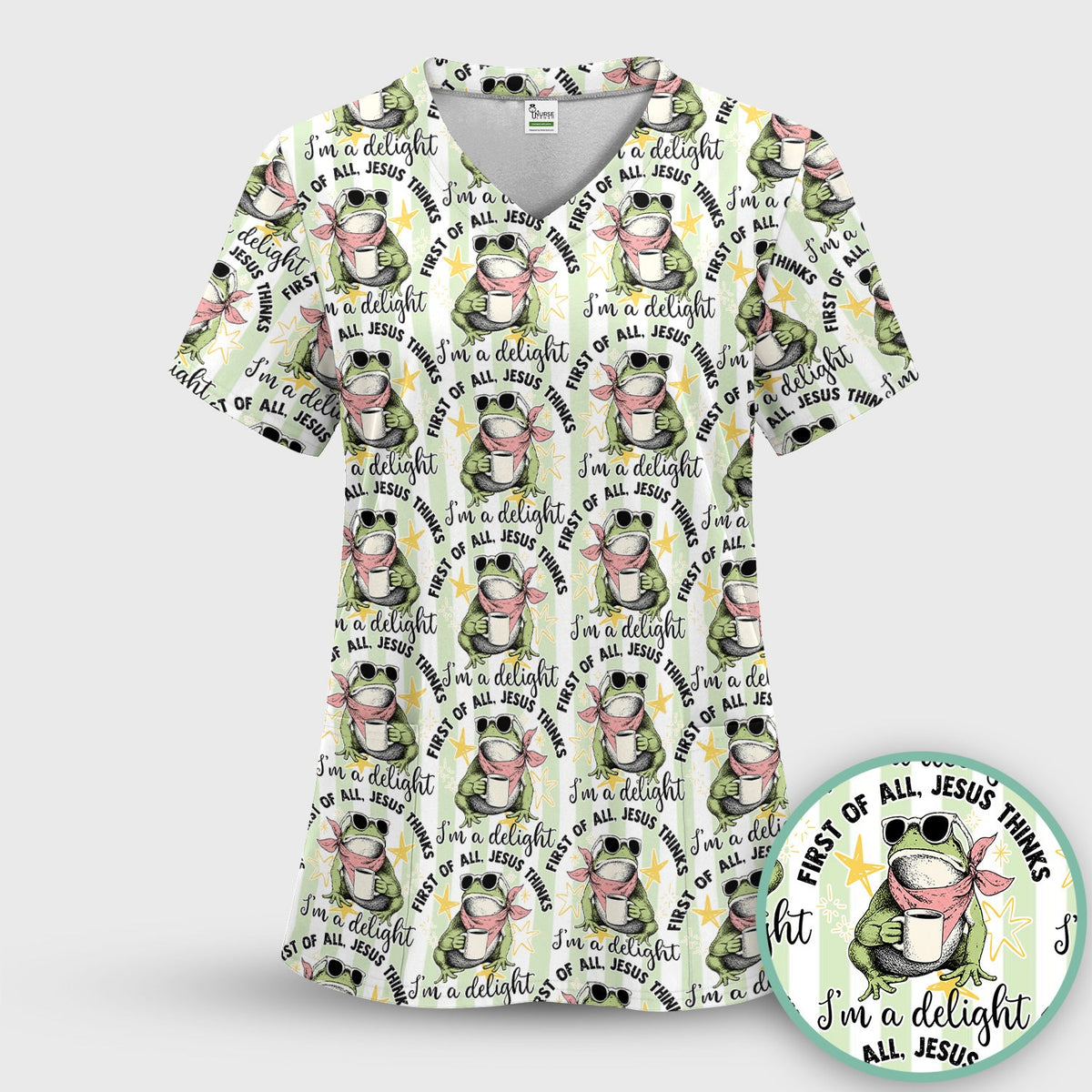Frog Coffee Quote Nurse Scrub Set