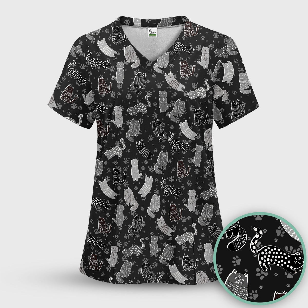 Cat Paw Print Nurse Scrub Set