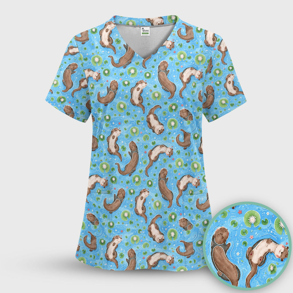 Otter Lily Pond Nurse Scrub Top