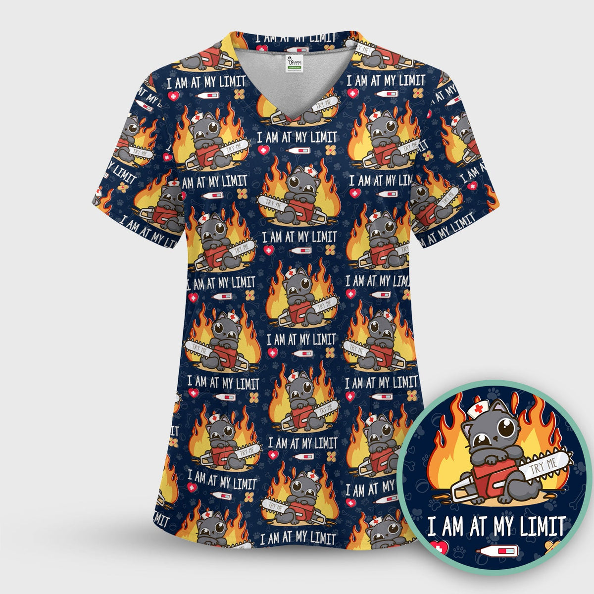 Cat I Am At My Limit Nurse Scrub Set