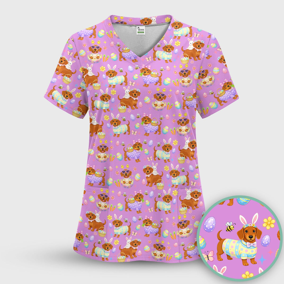 Easter Dachshund Nurse Scrub Set