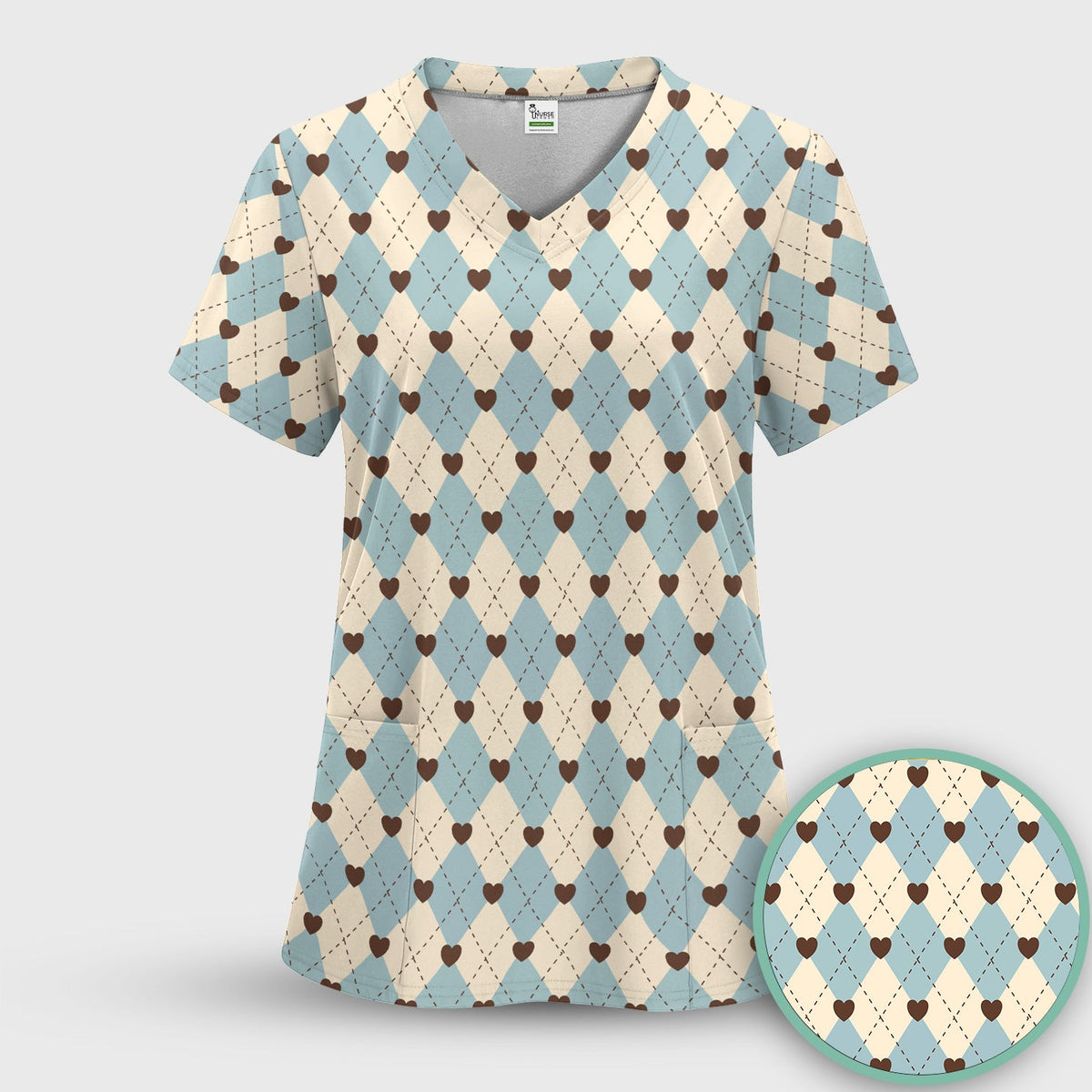 Plaid Heart Nurse Scrub Set