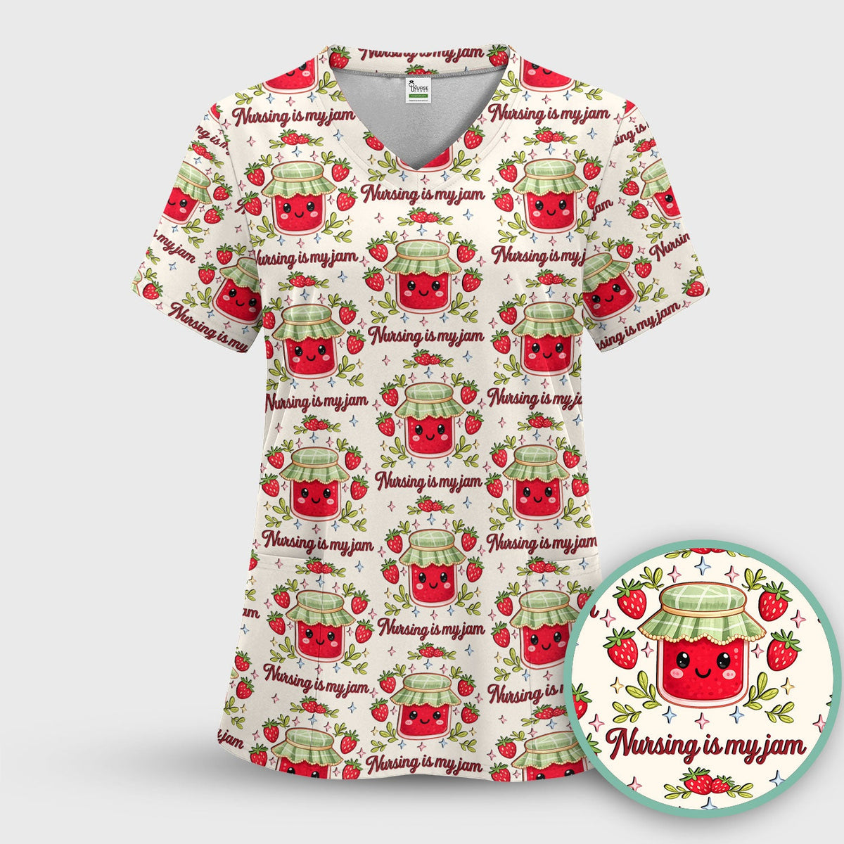 Strawberry Jam Nurse Scrub Top