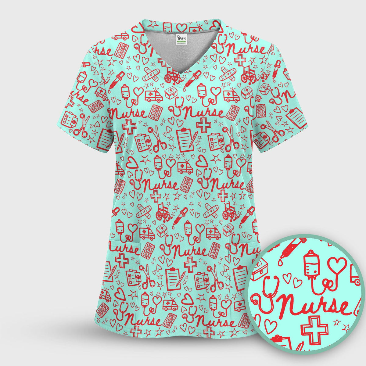 Heart Medical Nurse Scrub Set
