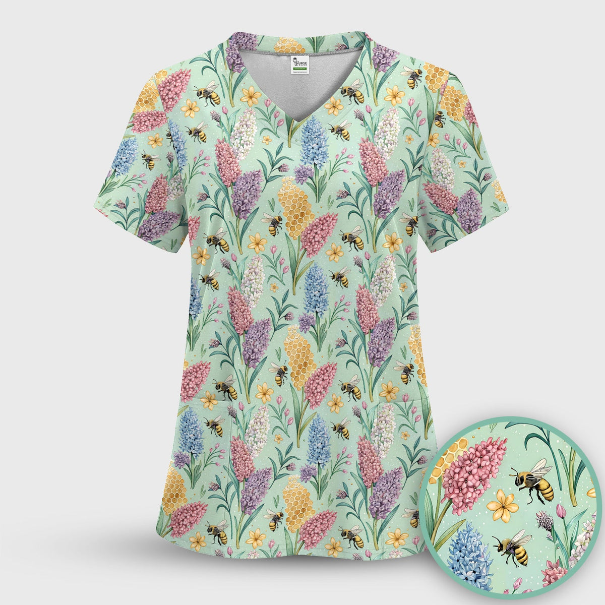 Pastel Wildflower Honeybee Nurse Scrub Set