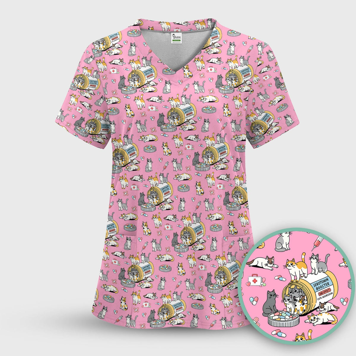 Cat Serotonin Booster Nurse Scrub Set