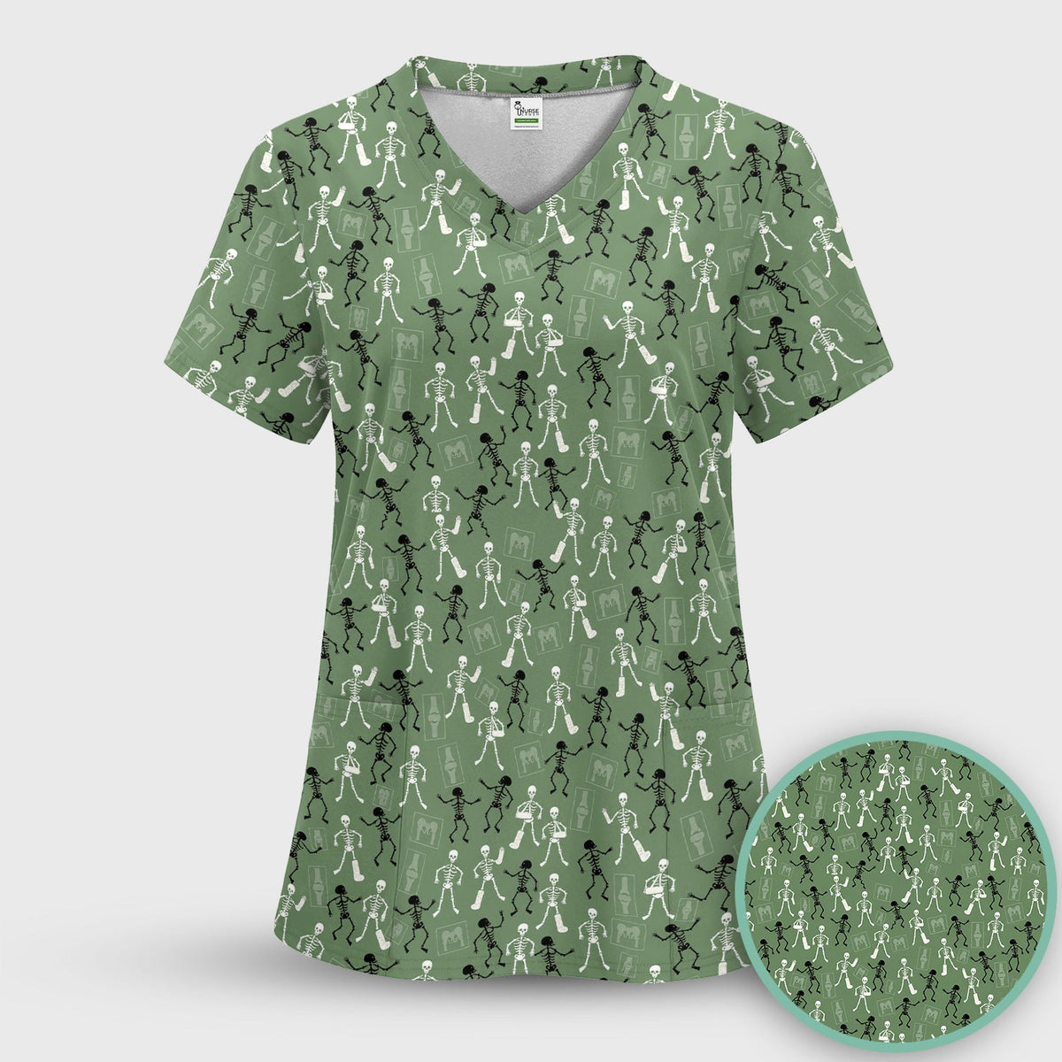 Orthopedic Skeleton Nurse Scrub Top - Halloween Gift