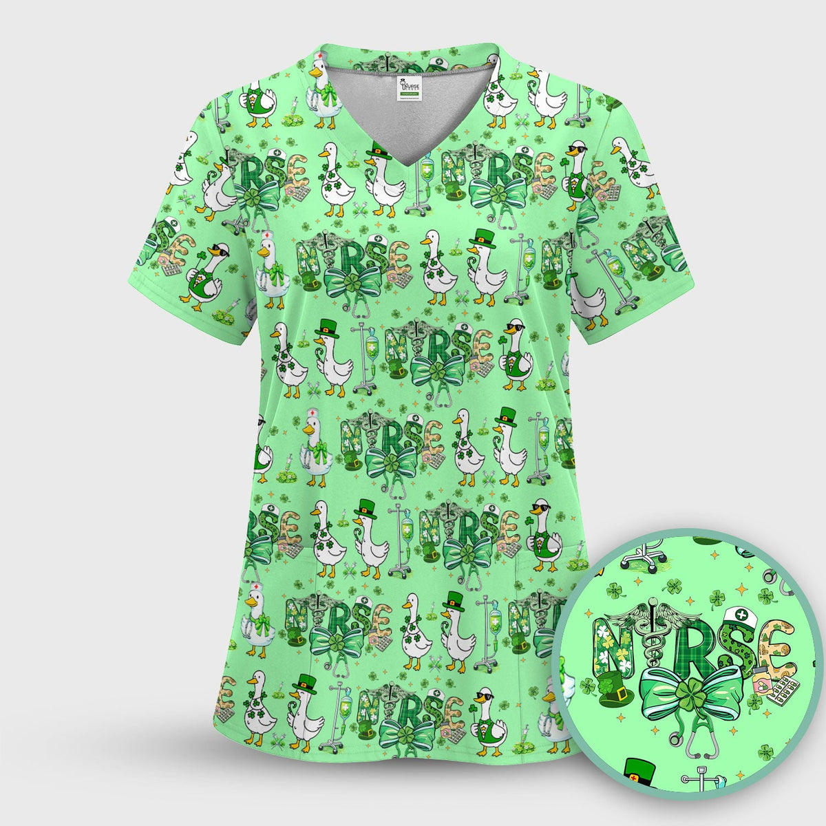 Shamrock Goose Nurse Scrub Set - St Patricks Day Gift
