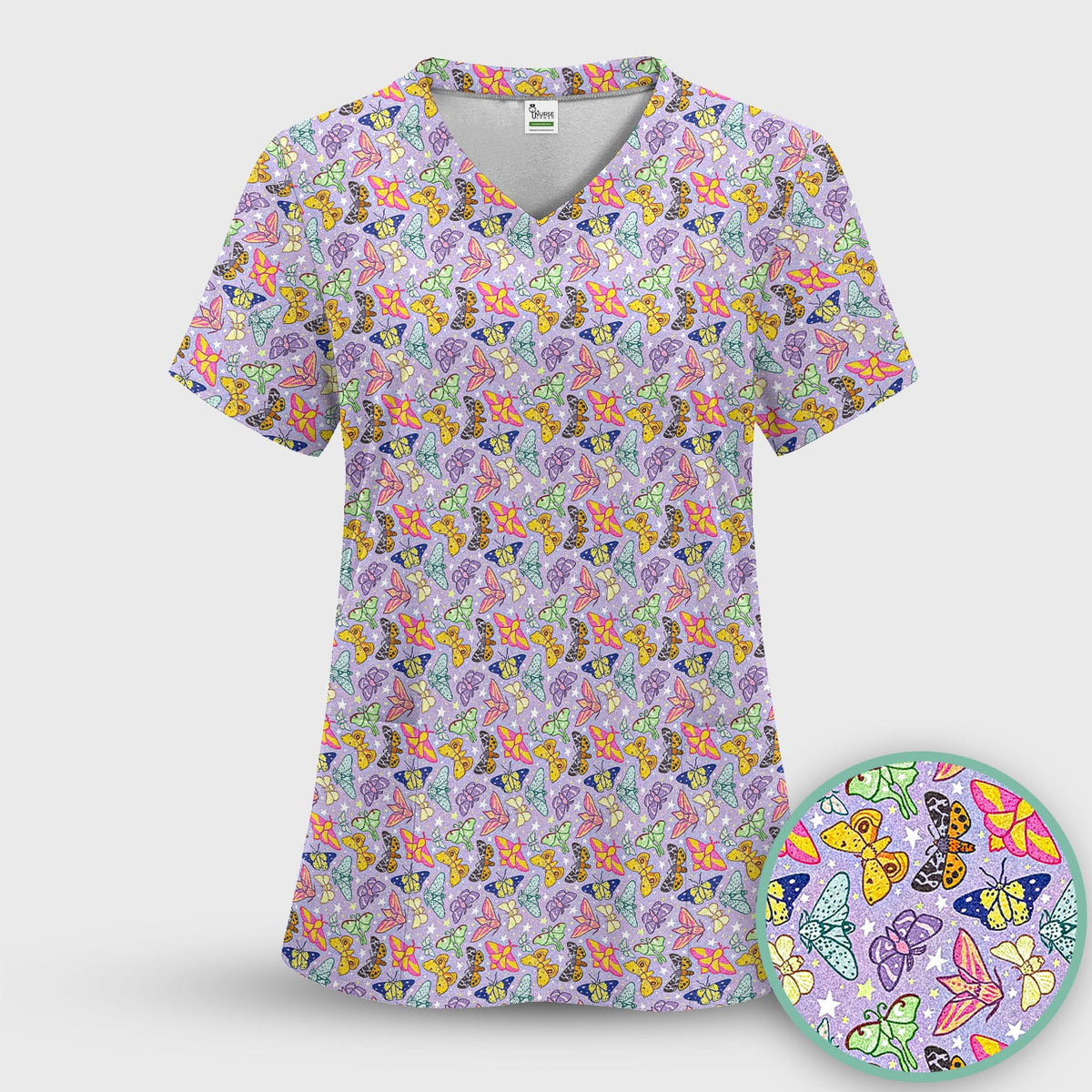 Colorful Butterfly Nurse Scrub Set