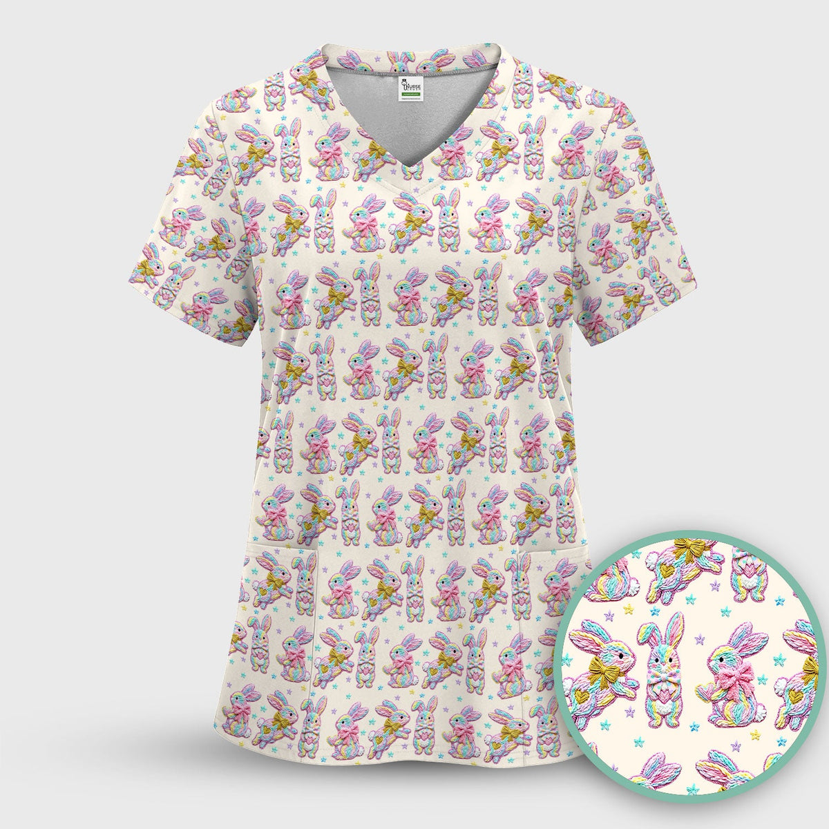 Cartoon Bunny Nurse Scrub Set