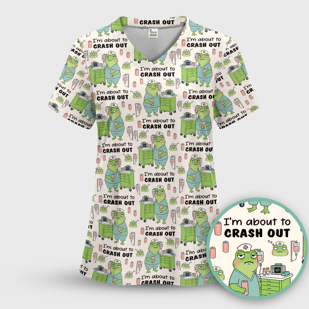Crash Out Frog Nurse Scrub Set