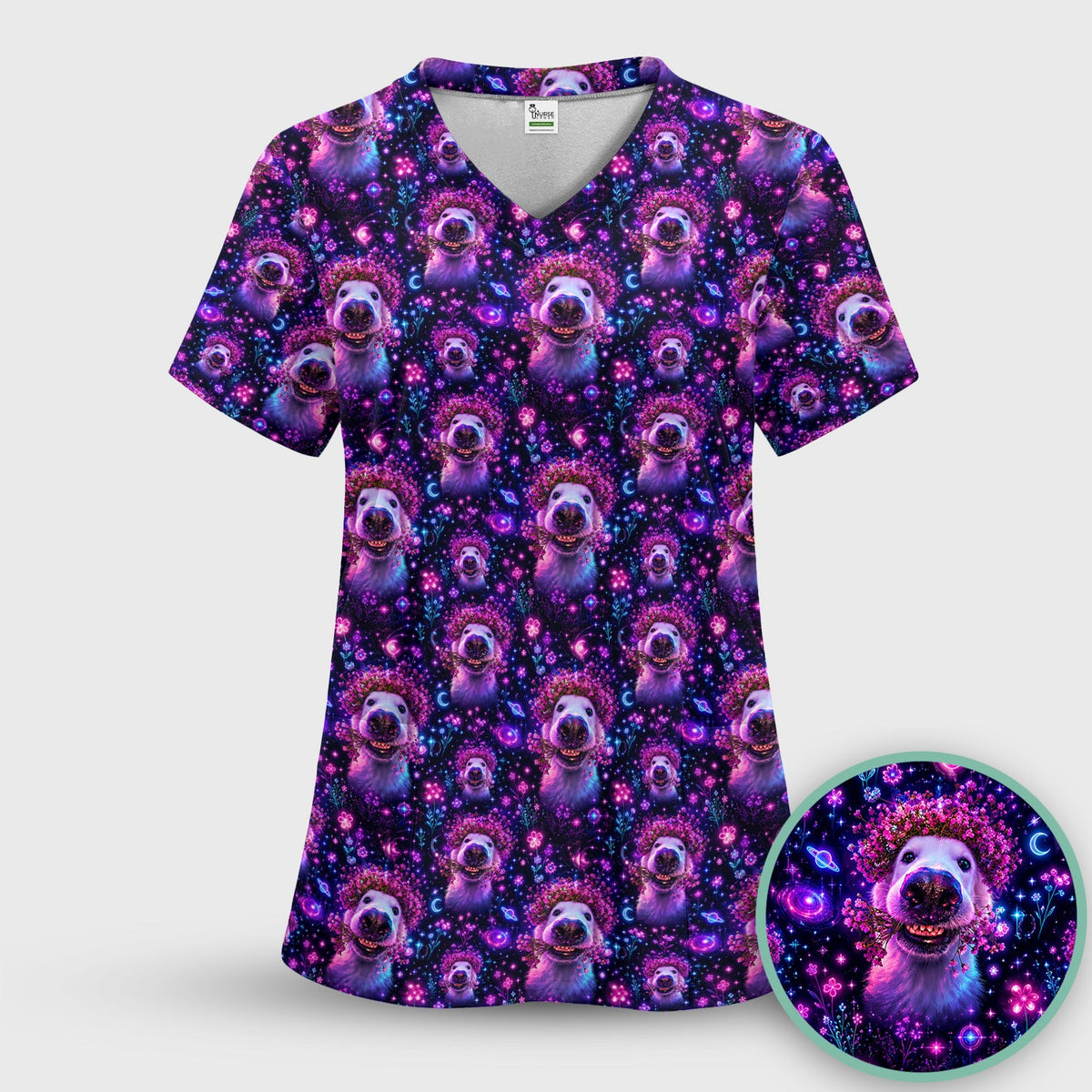 Galaxy Golden Retriever Nurse Scrub Set