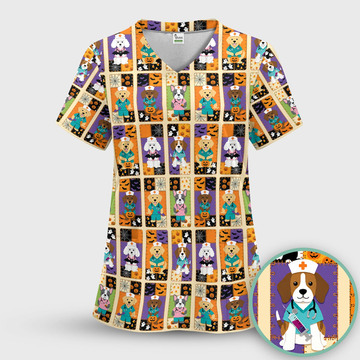 Spooky Dog Veterinary Nurse Scrub Set