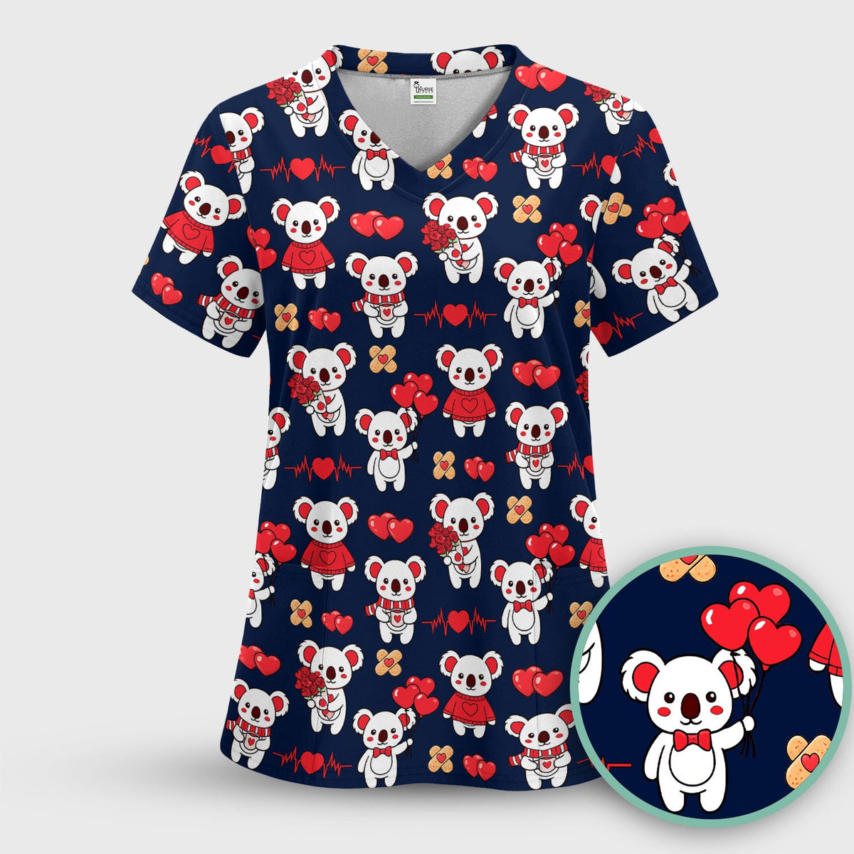 Sweet Koala Scrub Top - Valentines Day Gift For Nurse