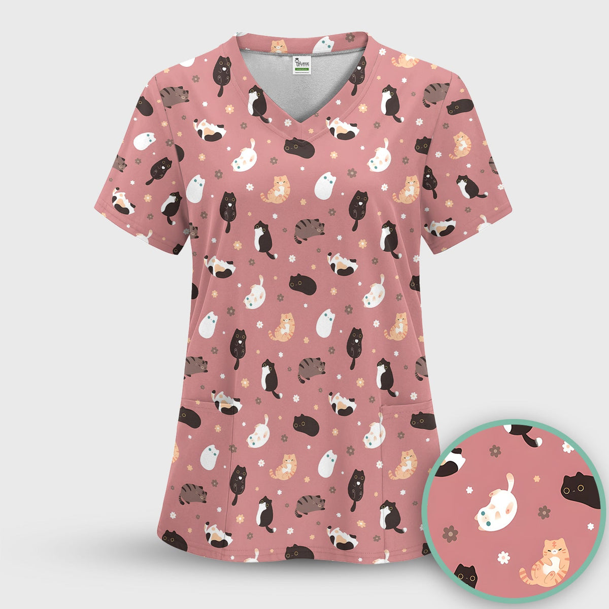 Adorable Kitty Nurse Scrub Top